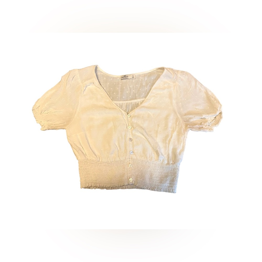 Hollister White Ruffle Sleeve Crop Top